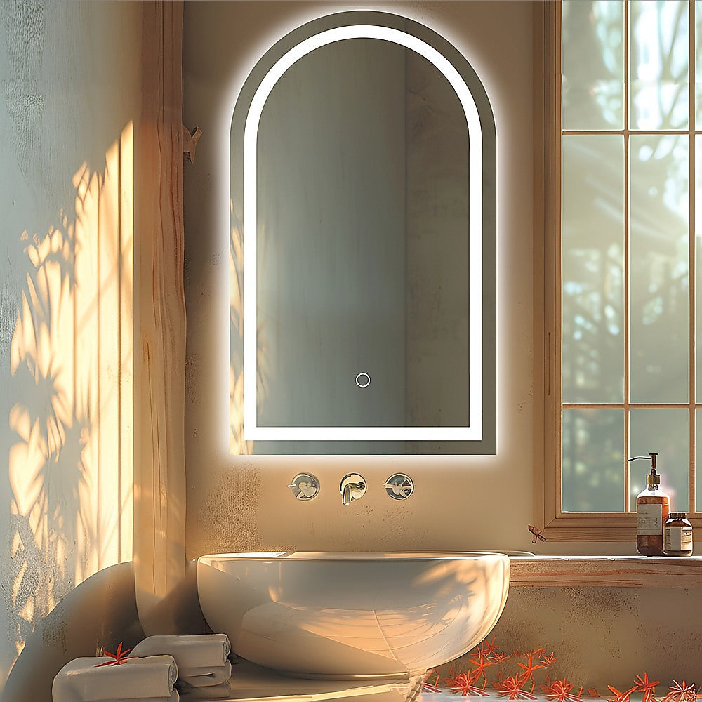 NNEDSZ Arched LED Wall Mirror Bathroom Mirrors Makeup Anti-fog 600mm x 1000mm